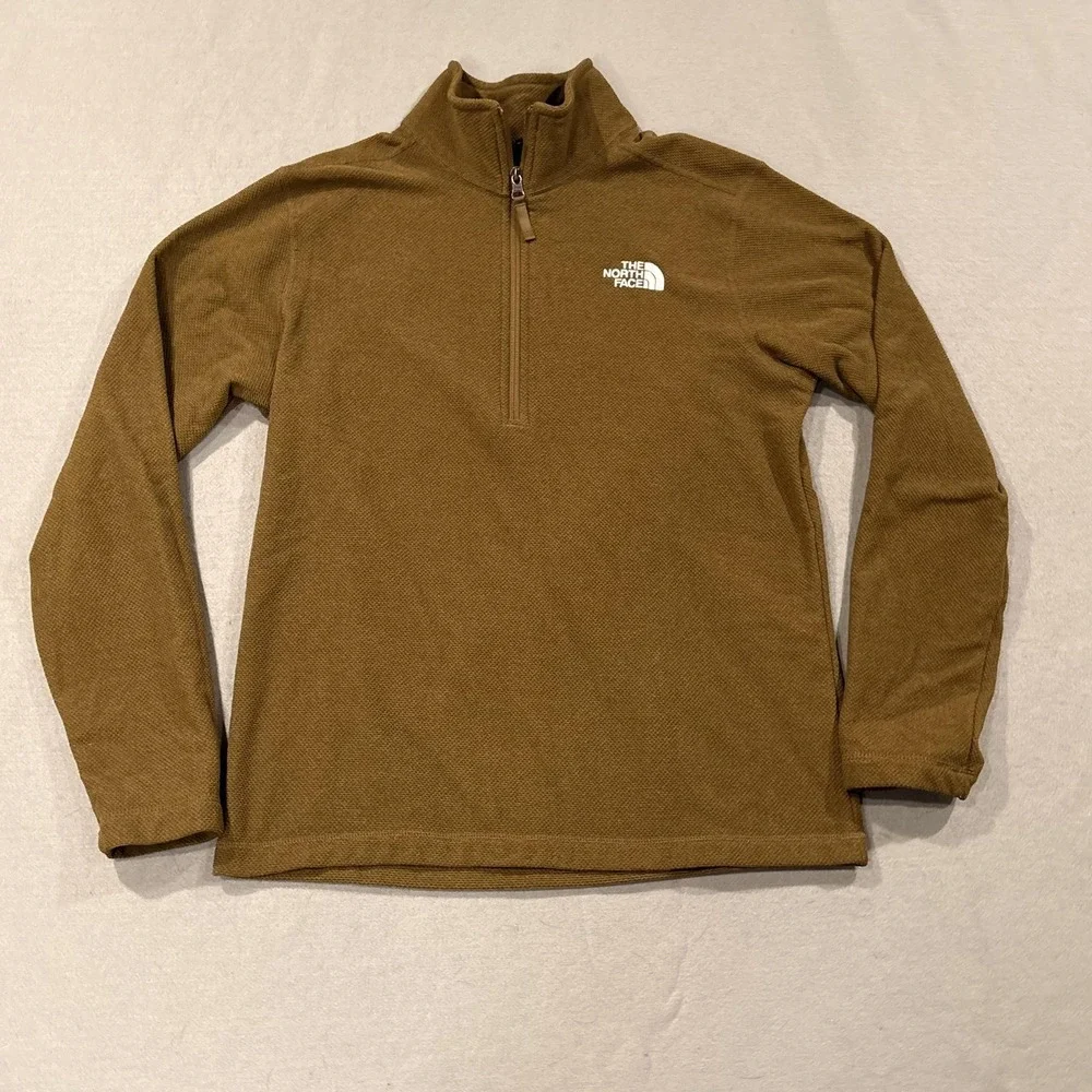 The‎ North Face Sweater Men Medium Brown Waffle Knit 1/4 Zip Pullover Hiking